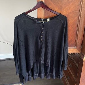 Free people Flowy black boho long sleeve black shirt